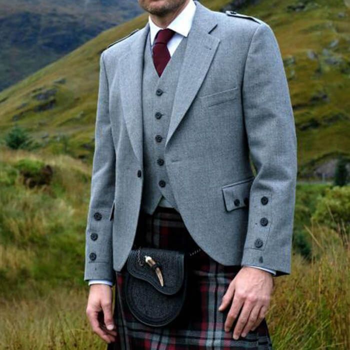 Argyll Kilt Jacket & Waistcoat Light Grey