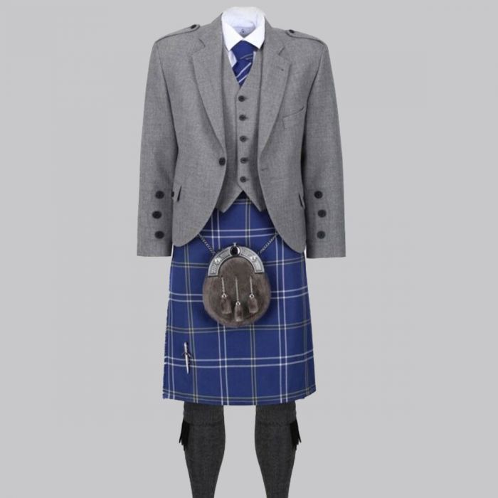 Light Grey Tweed Jacket Greenock Morton Kilt Outfit